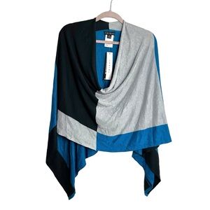 Tribal NEW  colorblock blue black grey poncho SZ S/M